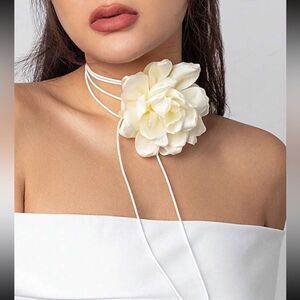 Anthropologie White Floral Choker Necklace
